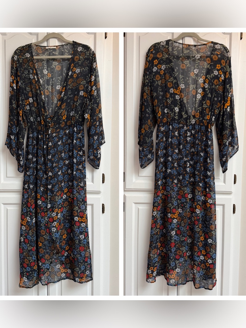 Anthropologie Floreat Primrose Floral Kimono Duster One Size